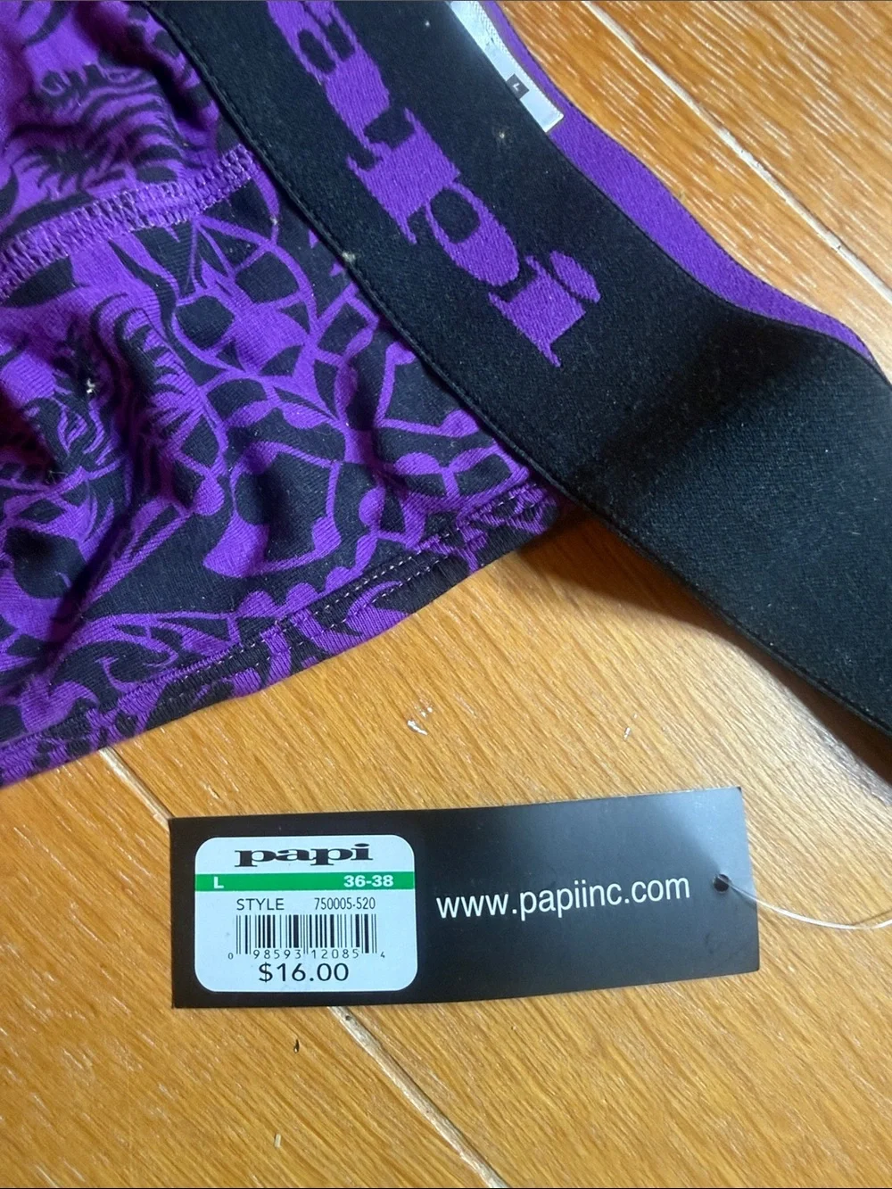 Men’s Papi Purple Floral Print Men's G String Underwear L 36-38
